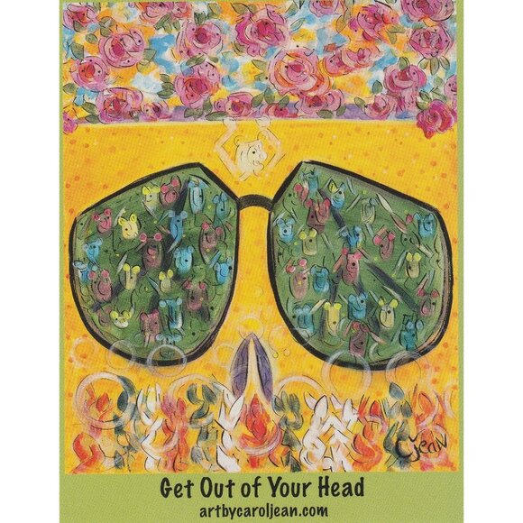 Get Out Of Your Head Sunglass Print Steamboat Springs CO Carol Jean 4x5 Card - Picture 1 of 2